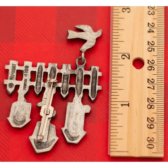 Vintage Birdhouse Pewter Brooch by Spoontiques - O4 - Picture 2 of 2